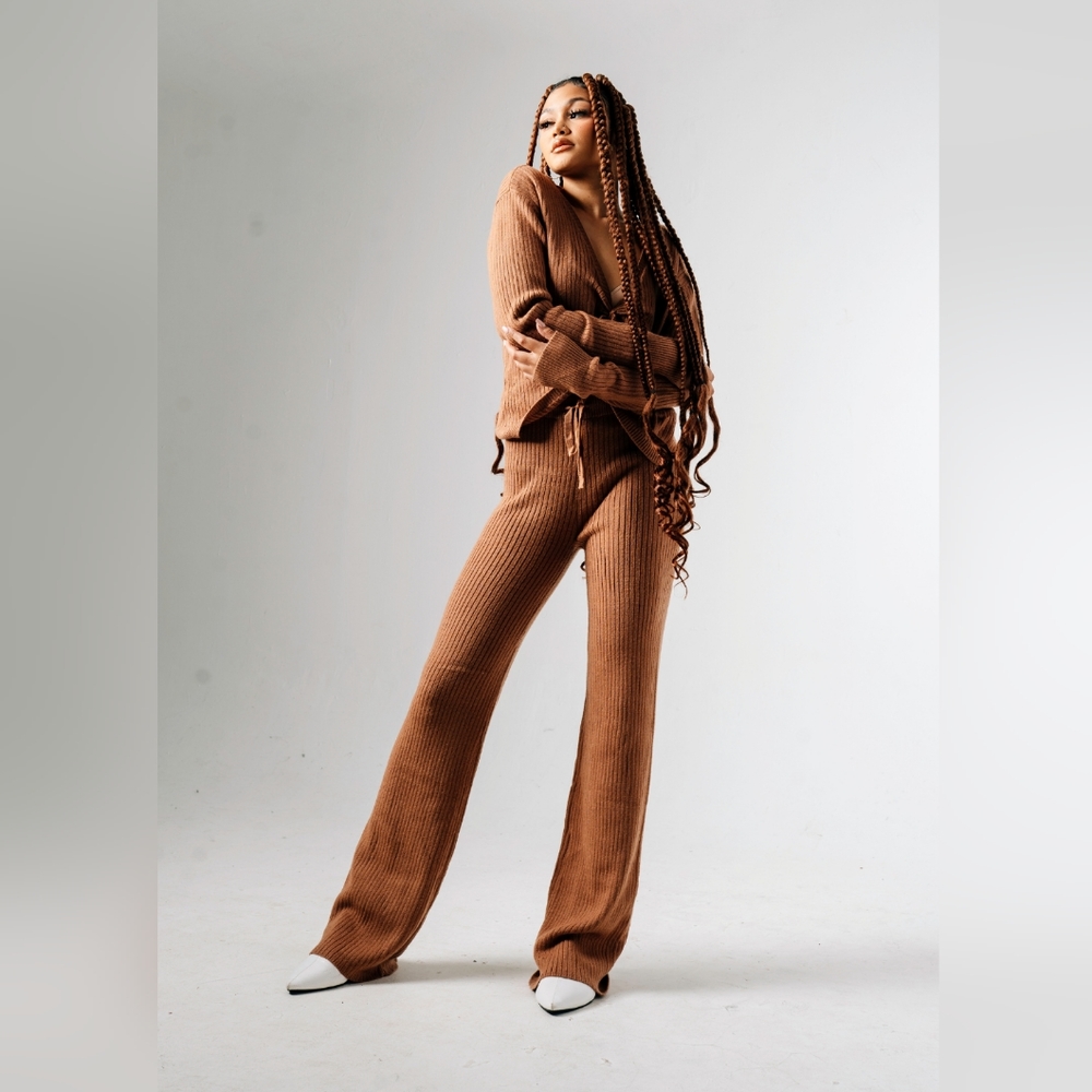 Knit ribbed Sweater set mocha